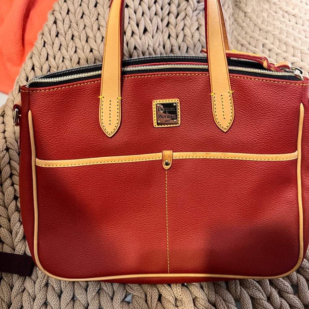 Dooney & Bourke Red and Tan Leather Tote